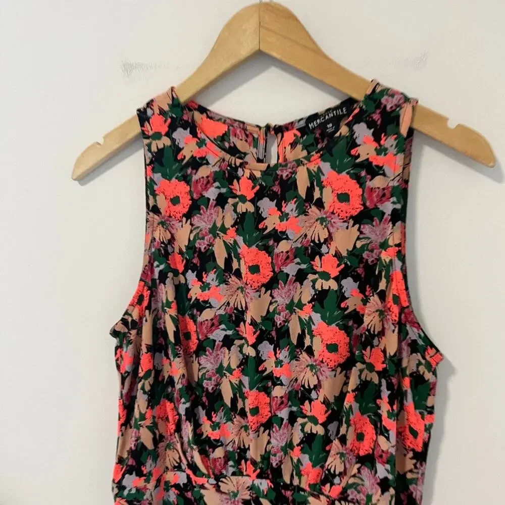 J. Crew Pink & Black Floral Dress Size 10 - Picture 2 of 6